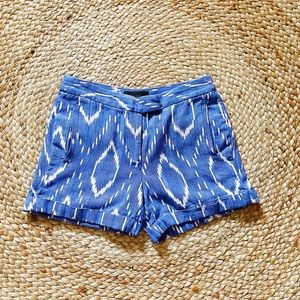 J. Crew Cotton Shorts in Blue and White Pattern